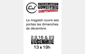 Pour Noël, ouverture le Dimanche des Cycles Jacky à Villebon